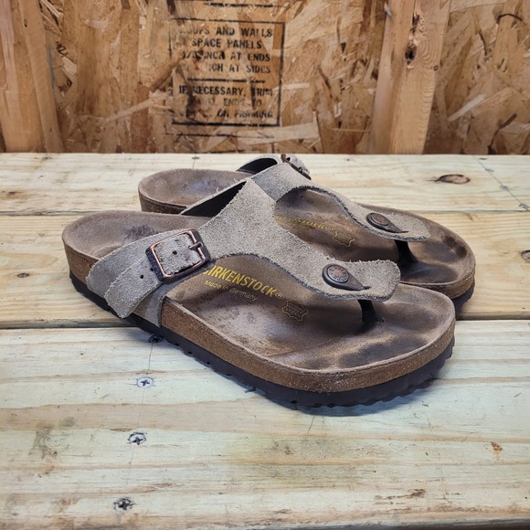 Birkenstock Gizeh Women's Thong Sandals Taupe Suede Leather Size 38 EU - Picture 1 of 11